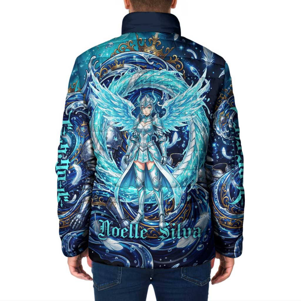 Noelle Silva Black Clover Padded Jacket Celestial Armor Anime Style with Oceanic Magic Swirls