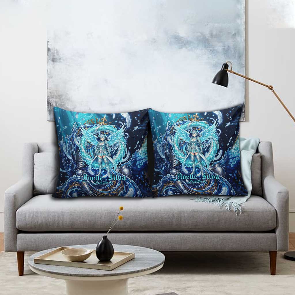 Noelle Silva Black Clover Pillow Cover Celestial Armor Anime Style with Oceanic Magic Swirls