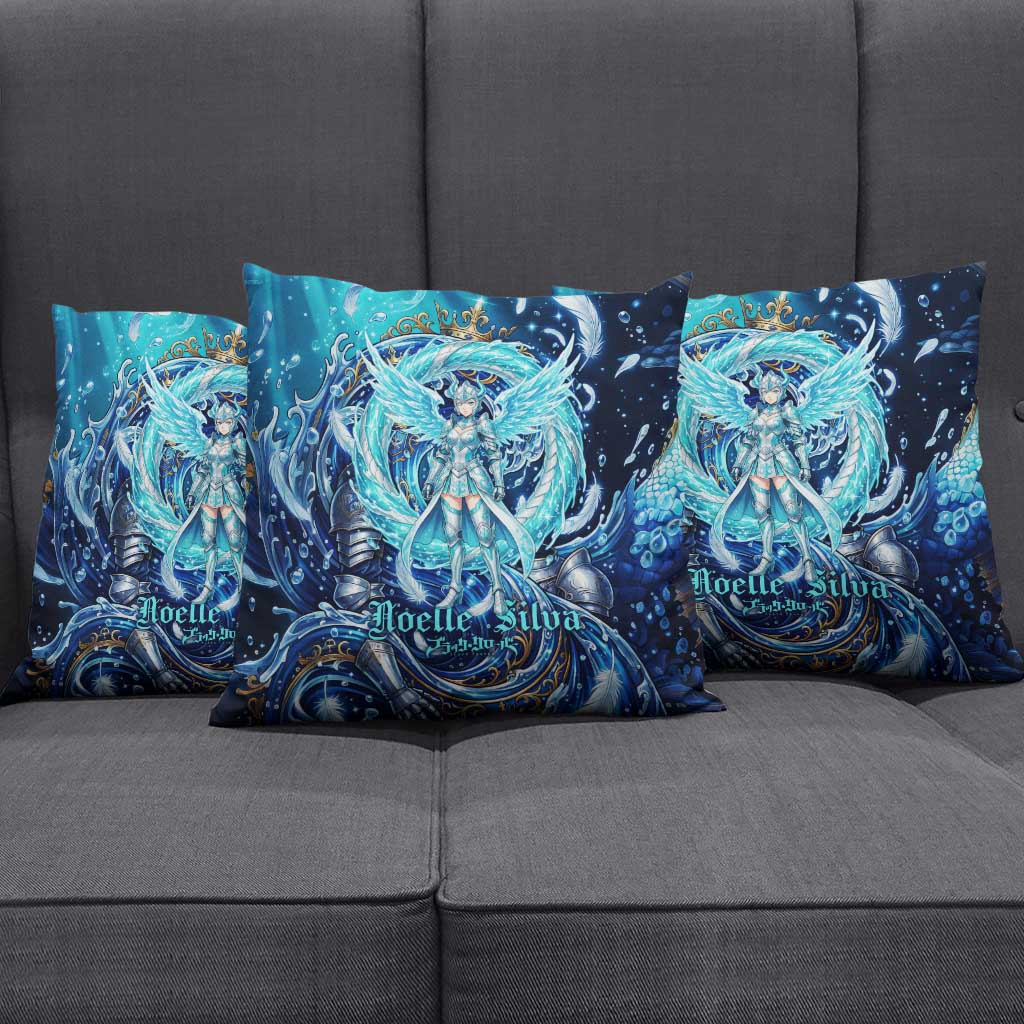 Noelle Silva Black Clover Pillow Cover Celestial Armor Anime Style with Oceanic Magic Swirls