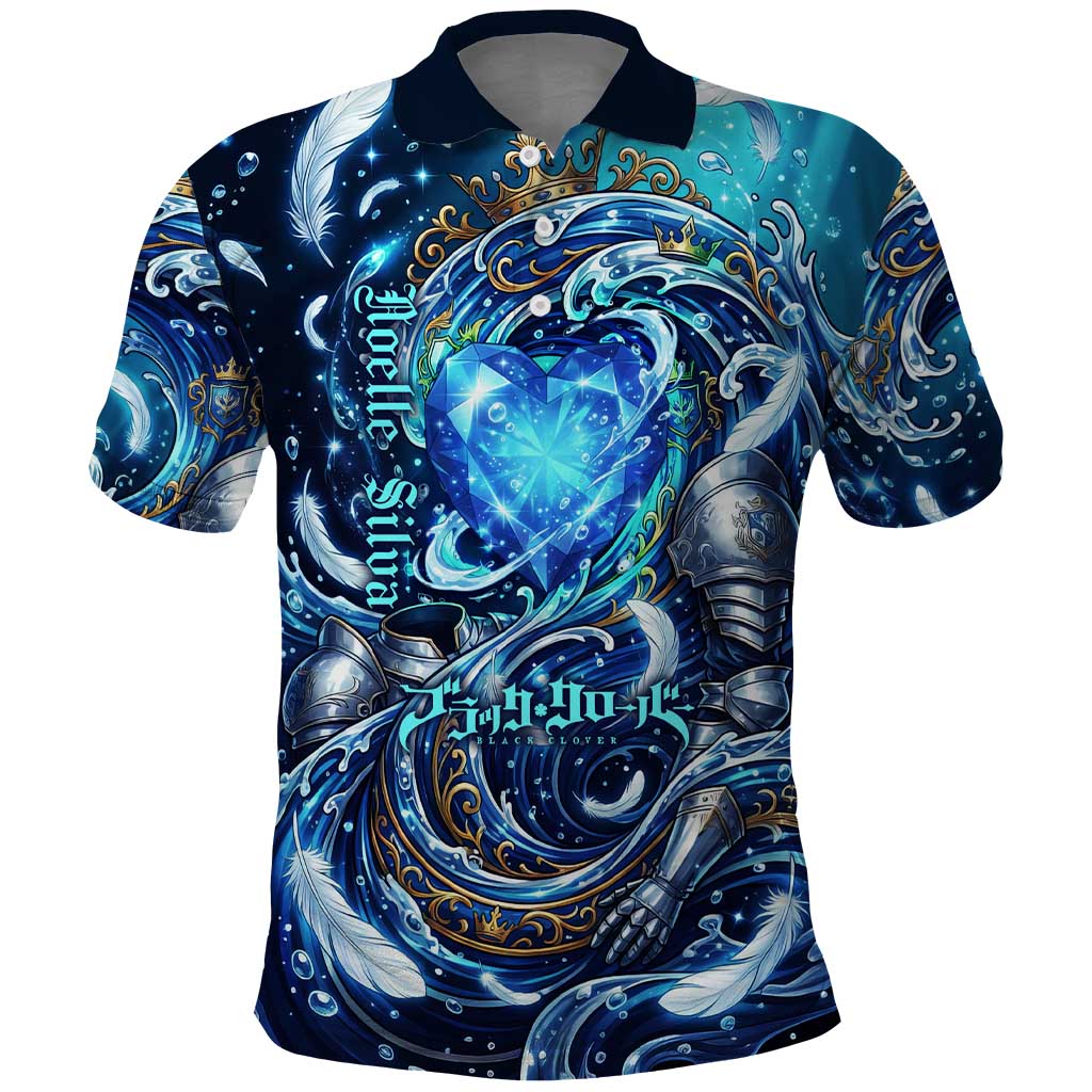 Noelle Silva Black Clover Polo Shirt Celestial Armor Anime Style with Oceanic Magic Swirls