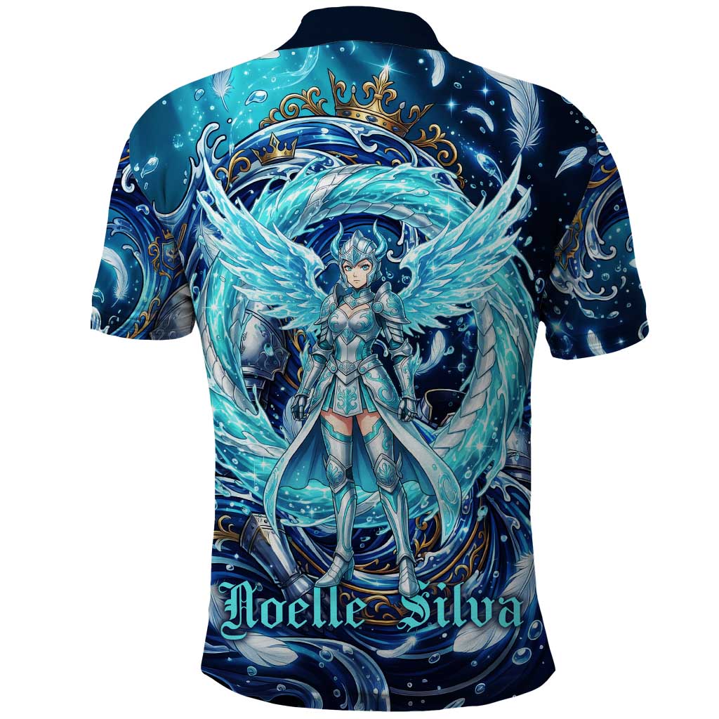 Noelle Silva Black Clover Polo Shirt Celestial Armor Anime Style with Oceanic Magic Swirls