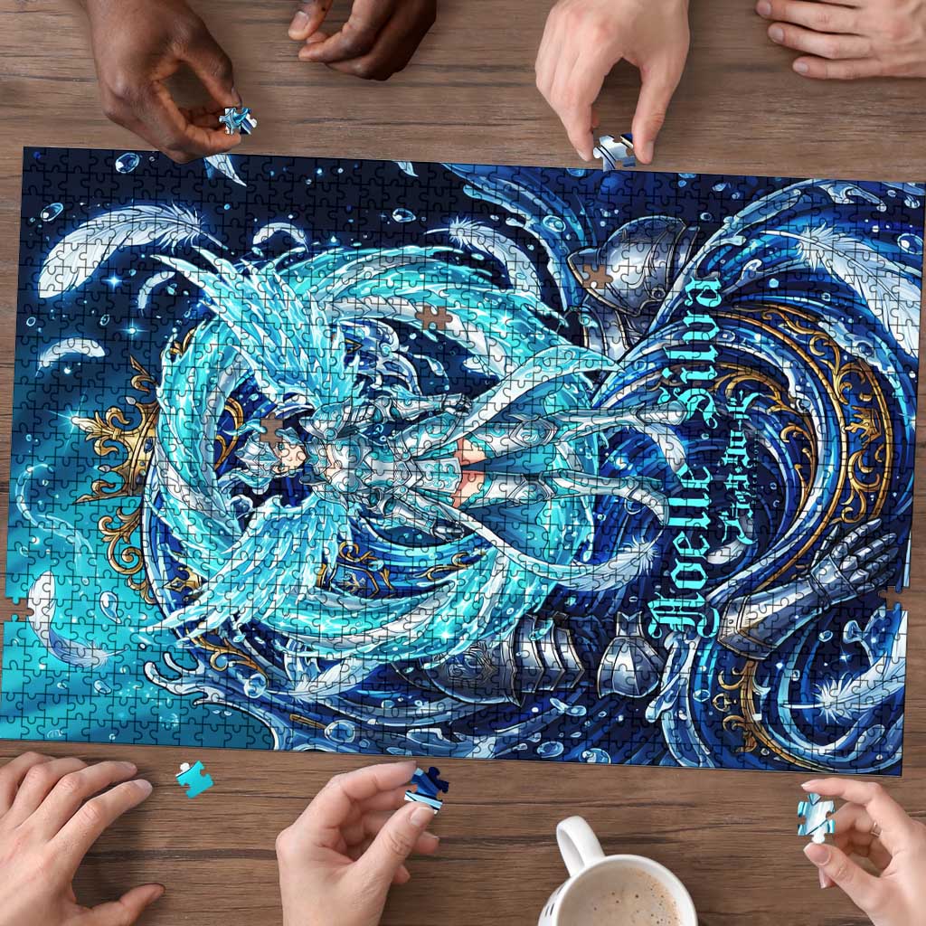 Noelle Silva Black Clover Puzzle Celestial Armor Anime Style with Oceanic Magic Swirls