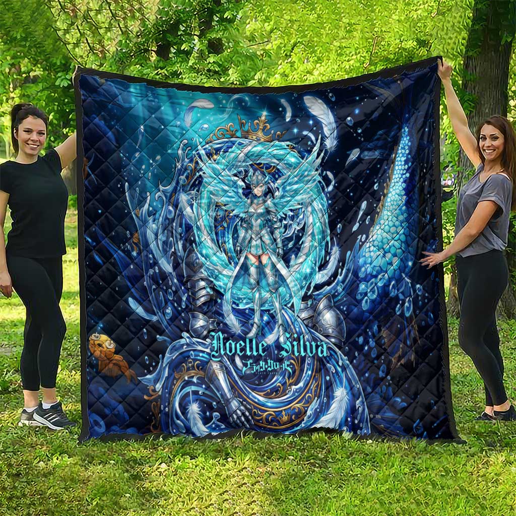 Noelle Silva Black Clover Quilt Celestial Armor Anime Style with Oceanic Magic Swirls