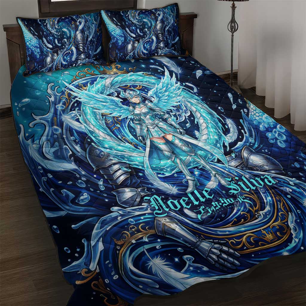 Noelle Silva Black Clover Quilt Bed Set Celestial Armor Anime Style with Oceanic Magic Swirls