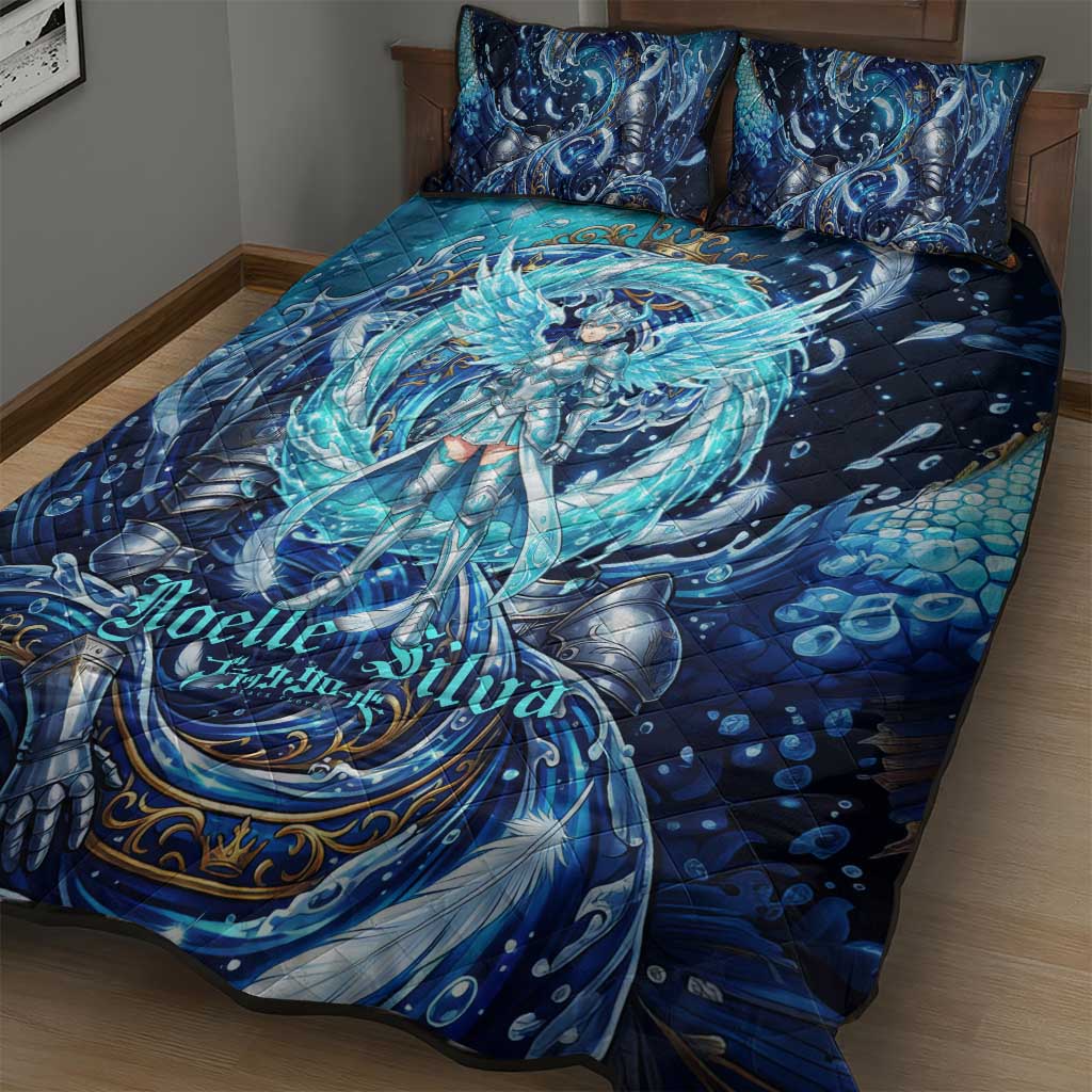 Noelle Silva Black Clover Quilt Bed Set Celestial Armor Anime Style with Oceanic Magic Swirls