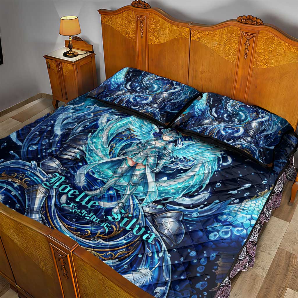 Noelle Silva Black Clover Quilt Bed Set Celestial Armor Anime Style with Oceanic Magic Swirls