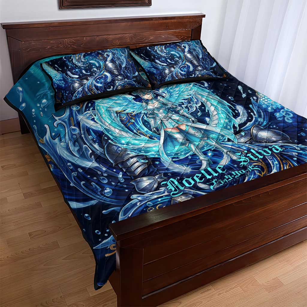 Noelle Silva Black Clover Quilt Bed Set Celestial Armor Anime Style with Oceanic Magic Swirls