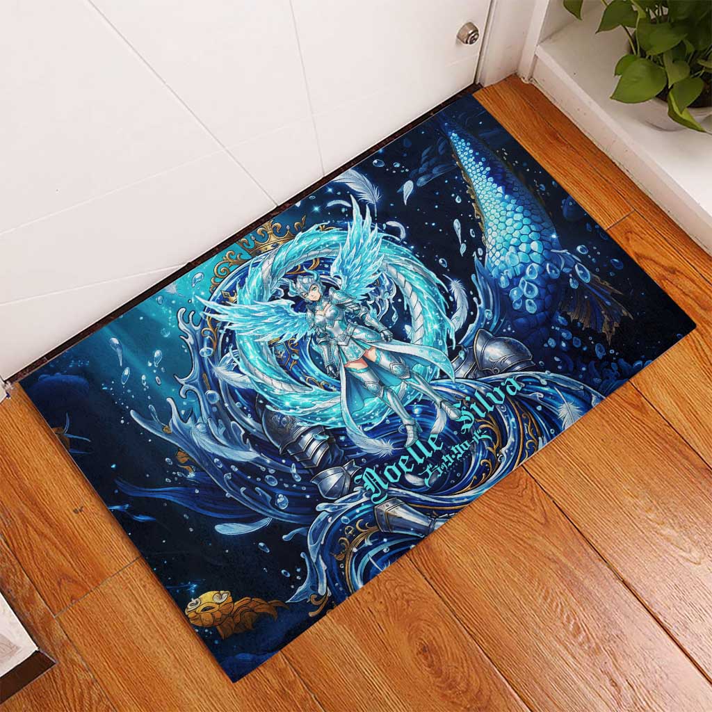Noelle Silva Black Clover Rubber Doormat Celestial Armor Anime Style with Oceanic Magic Swirls