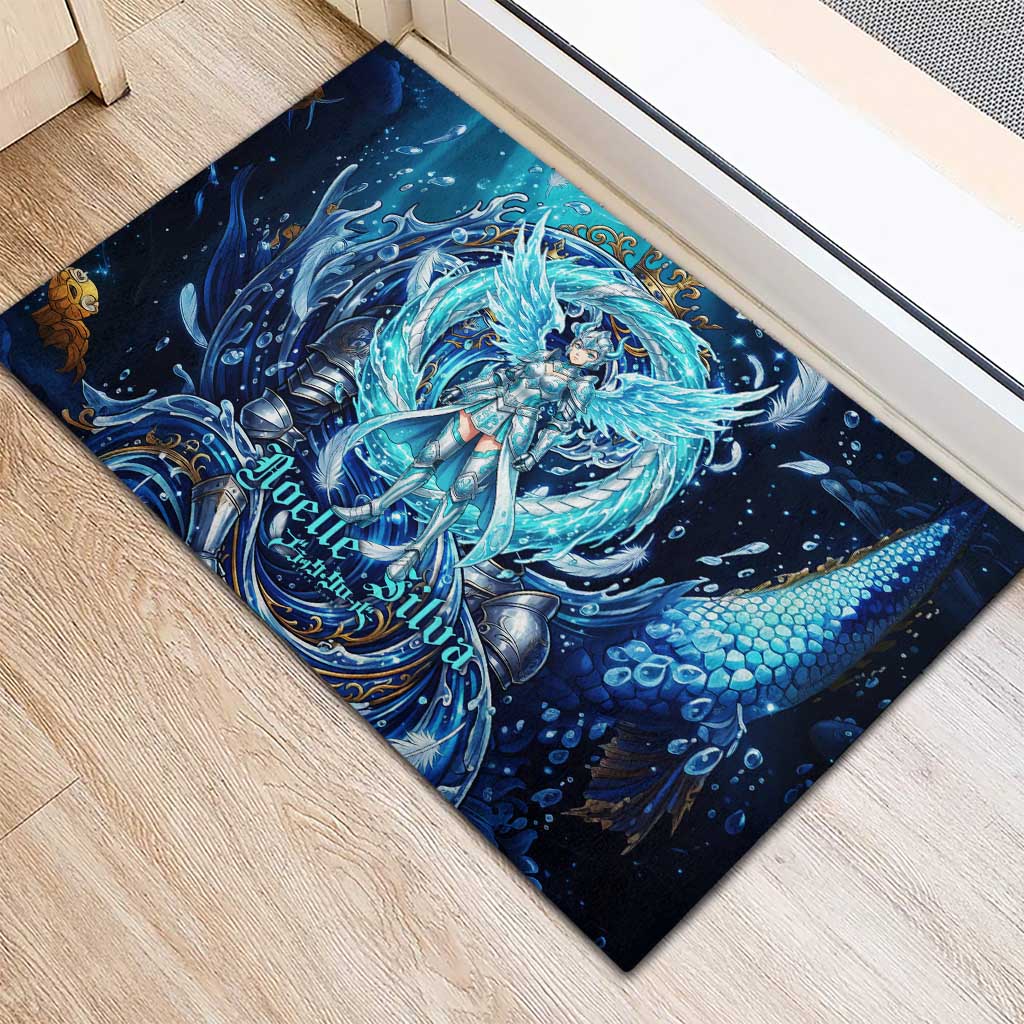 Noelle Silva Black Clover Rubber Doormat Celestial Armor Anime Style with Oceanic Magic Swirls