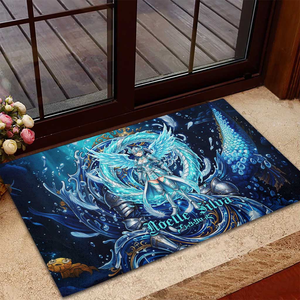 Noelle Silva Black Clover Rubber Doormat Celestial Armor Anime Style with Oceanic Magic Swirls