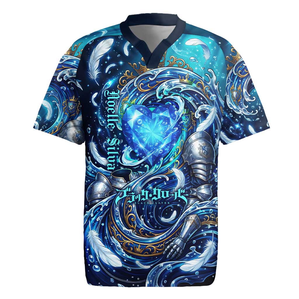 Noelle Silva Black Clover Rugby Jersey Celestial Armor Anime Style with Oceanic Magic Swirls