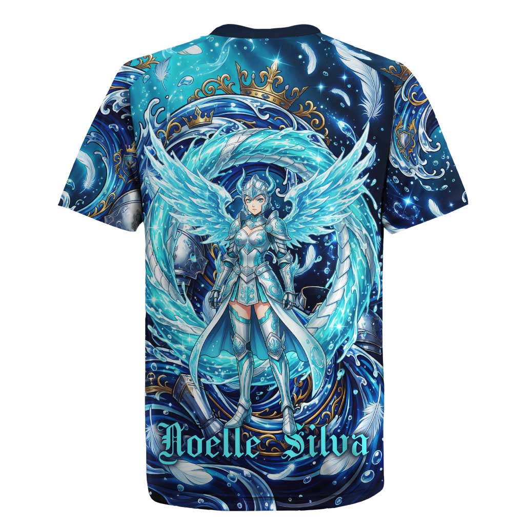 Noelle Silva Black Clover Rugby Jersey Celestial Armor Anime Style with Oceanic Magic Swirls