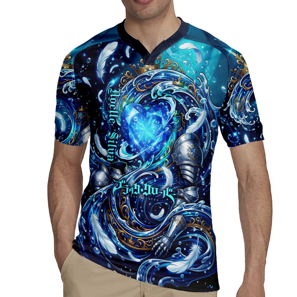 Noelle Silva Black Clover Rugby Jersey Celestial Armor Anime Style with Oceanic Magic Swirls
