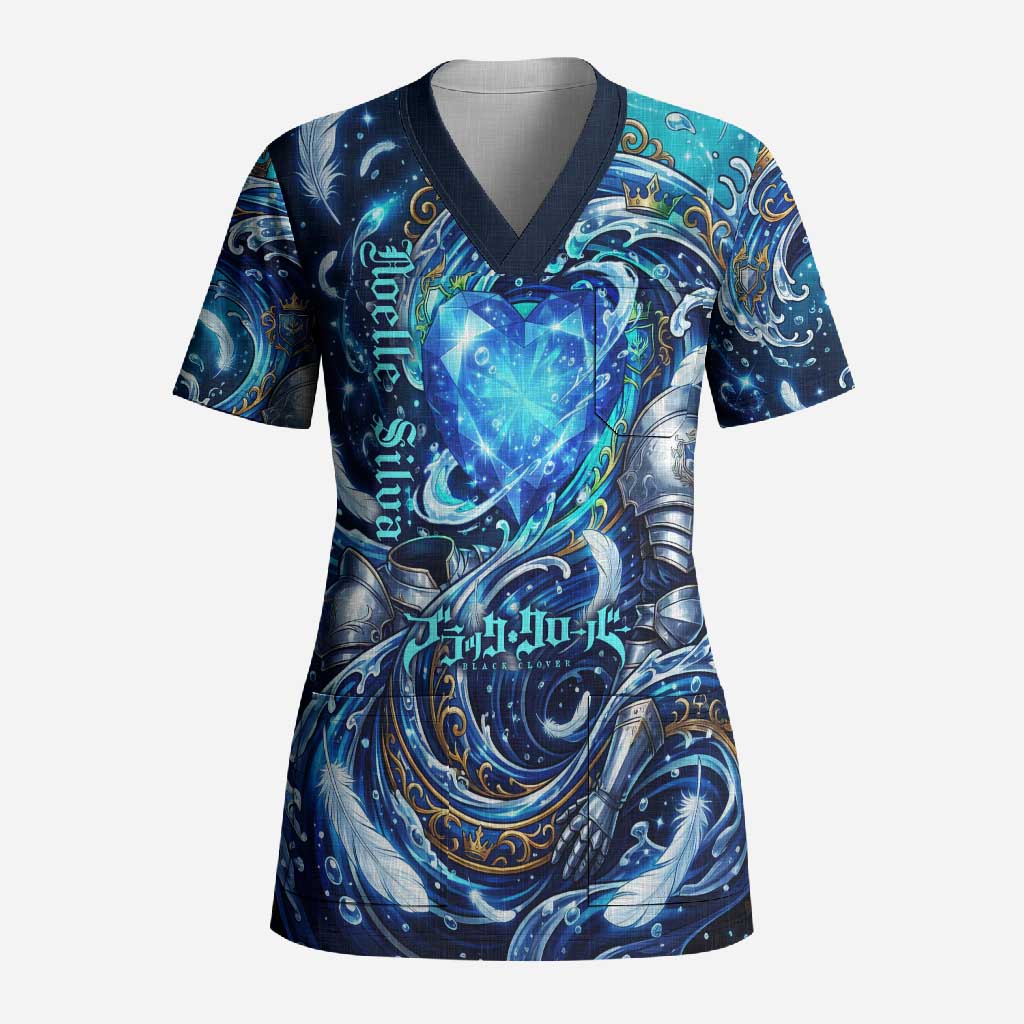 Noelle Silva Black Clover Scrub Top Celestial Armor Anime Style with Oceanic Magic Swirls