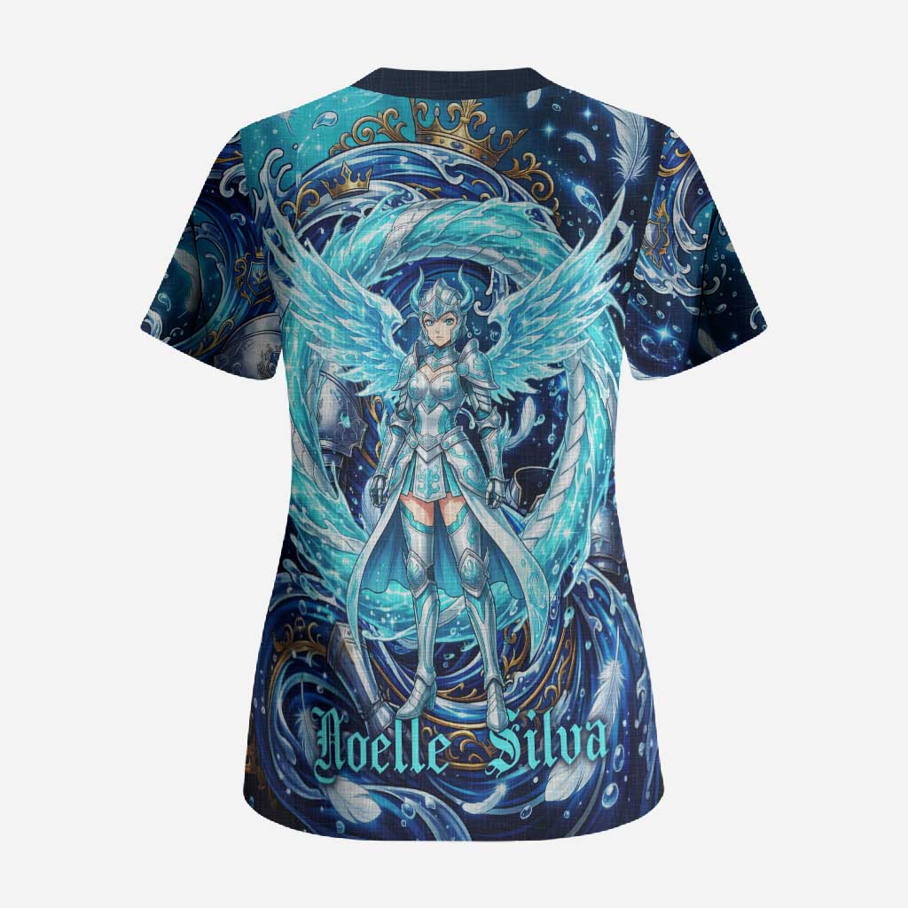 Noelle Silva Black Clover Scrub Top Celestial Armor Anime Style with Oceanic Magic Swirls