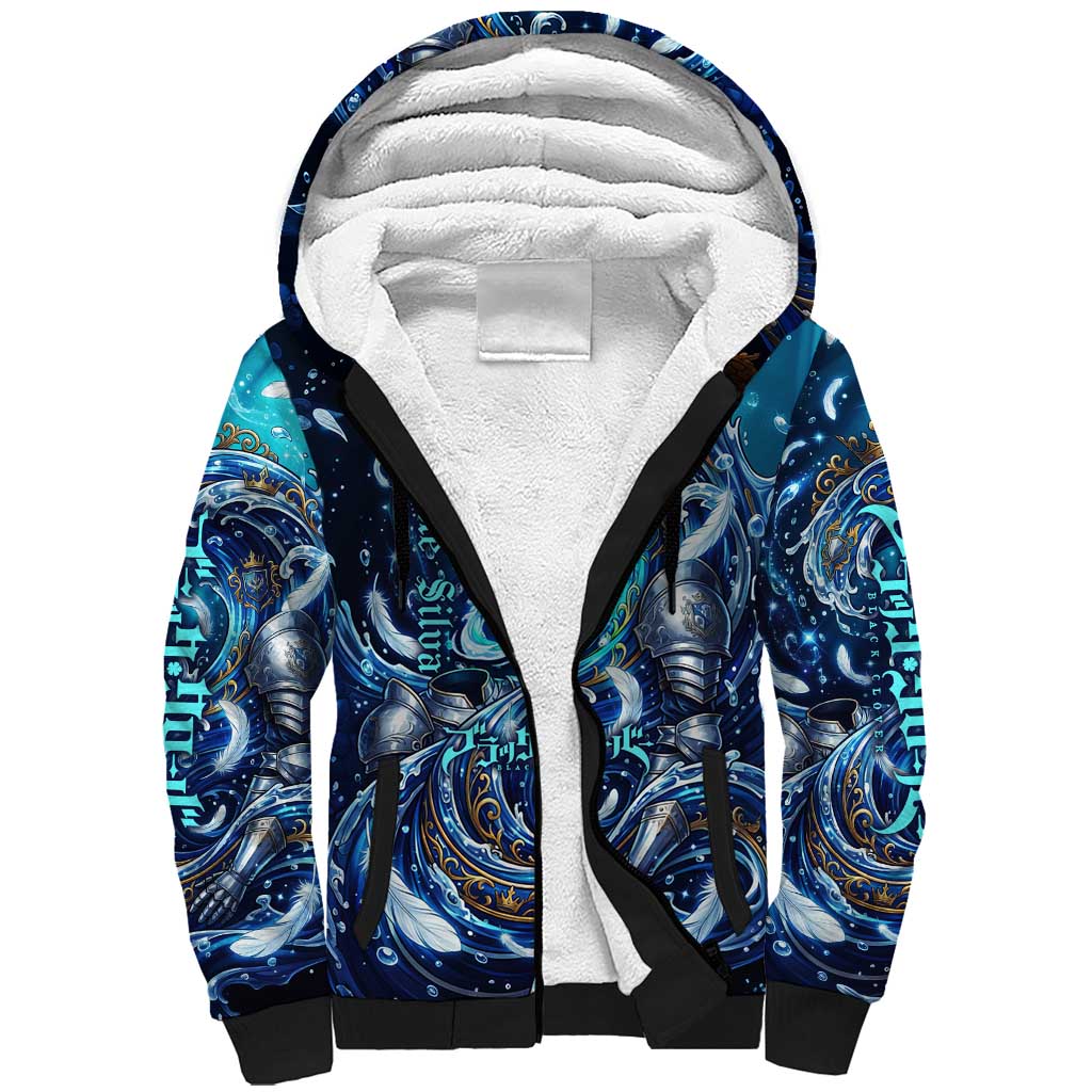 Noelle Silva Black Clover Sherpa Hoodie Celestial Armor Anime Style with Oceanic Magic Swirls