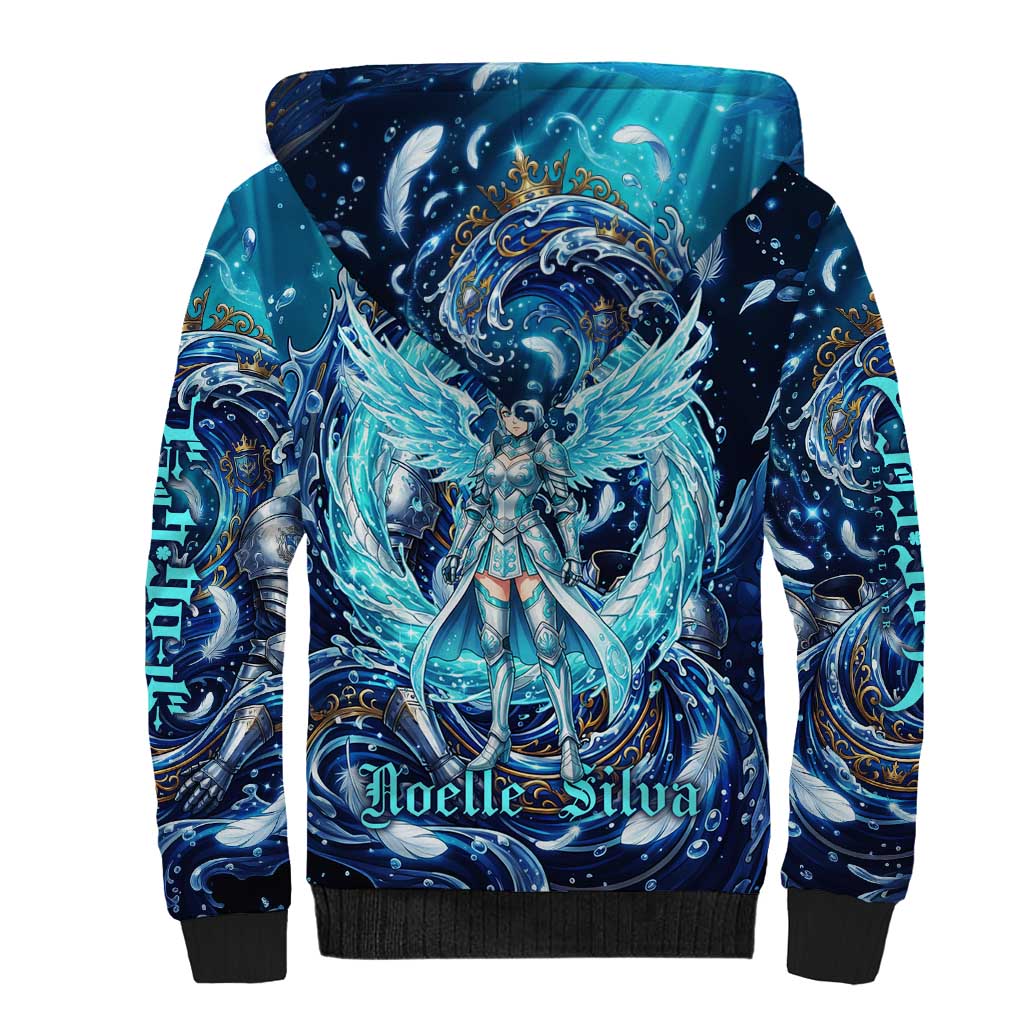 Noelle Silva Black Clover Sherpa Hoodie Celestial Armor Anime Style with Oceanic Magic Swirls