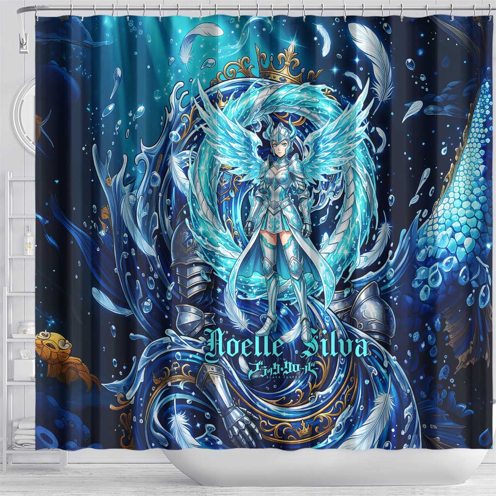 Noelle Silva Black Clover Shower Curtain Celestial Armor Anime Style with Oceanic Magic Swirls