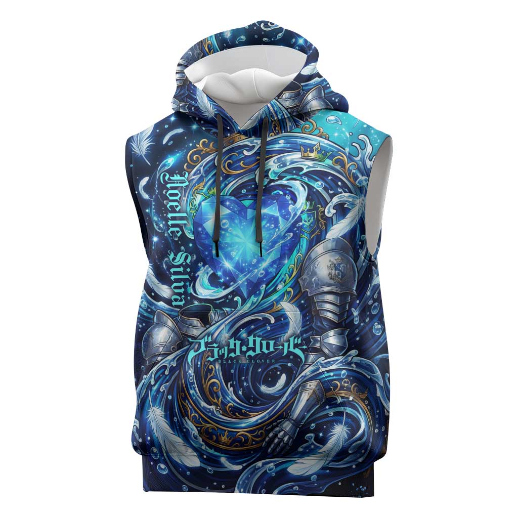 Noelle Silva Black Clover Sleeveless Hoodie Celestial Armor Anime Style with Oceanic Magic Swirls