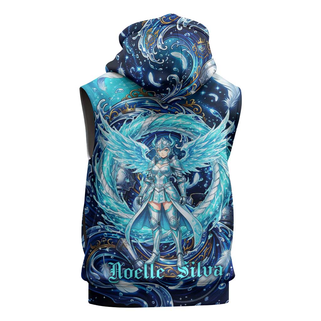 Noelle Silva Black Clover Sleeveless Hoodie Celestial Armor Anime Style with Oceanic Magic Swirls