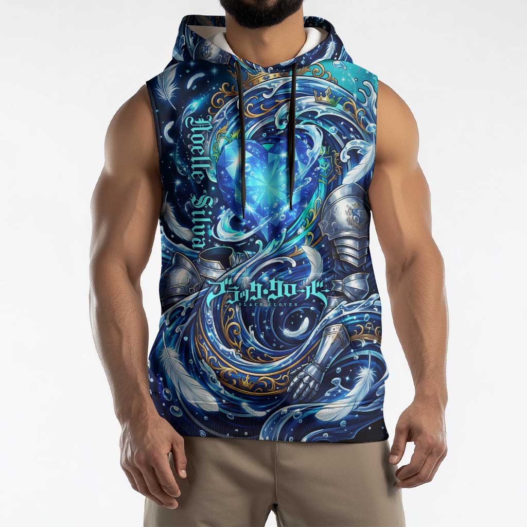 Noelle Silva Black Clover Sleeveless Hoodie Celestial Armor Anime Style with Oceanic Magic Swirls