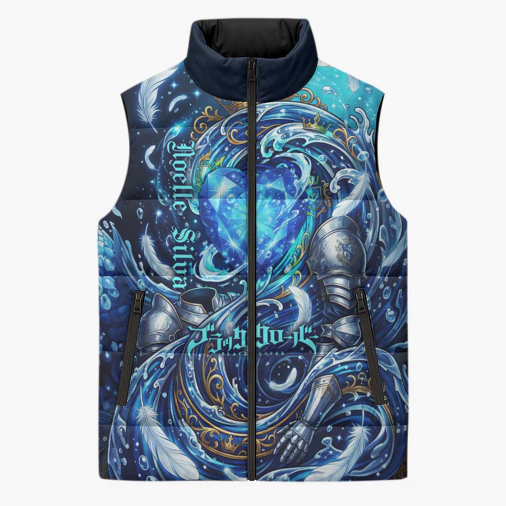 Noelle Silva Black Clover Sleeveless Puffer Jacket Celestial Armor Anime Style with Oceanic Magic Swirls