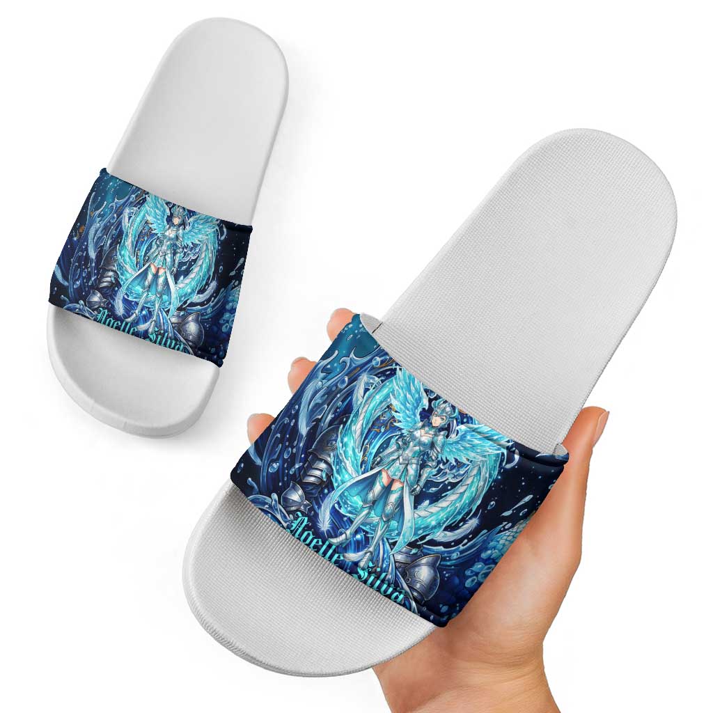 Noelle Silva Black Clover Slide Sandals Celestial Armor Anime Style with Oceanic Magic Swirls