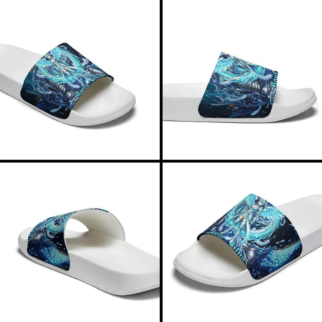 Noelle Silva Black Clover Slide Sandals Celestial Armor Anime Style with Oceanic Magic Swirls