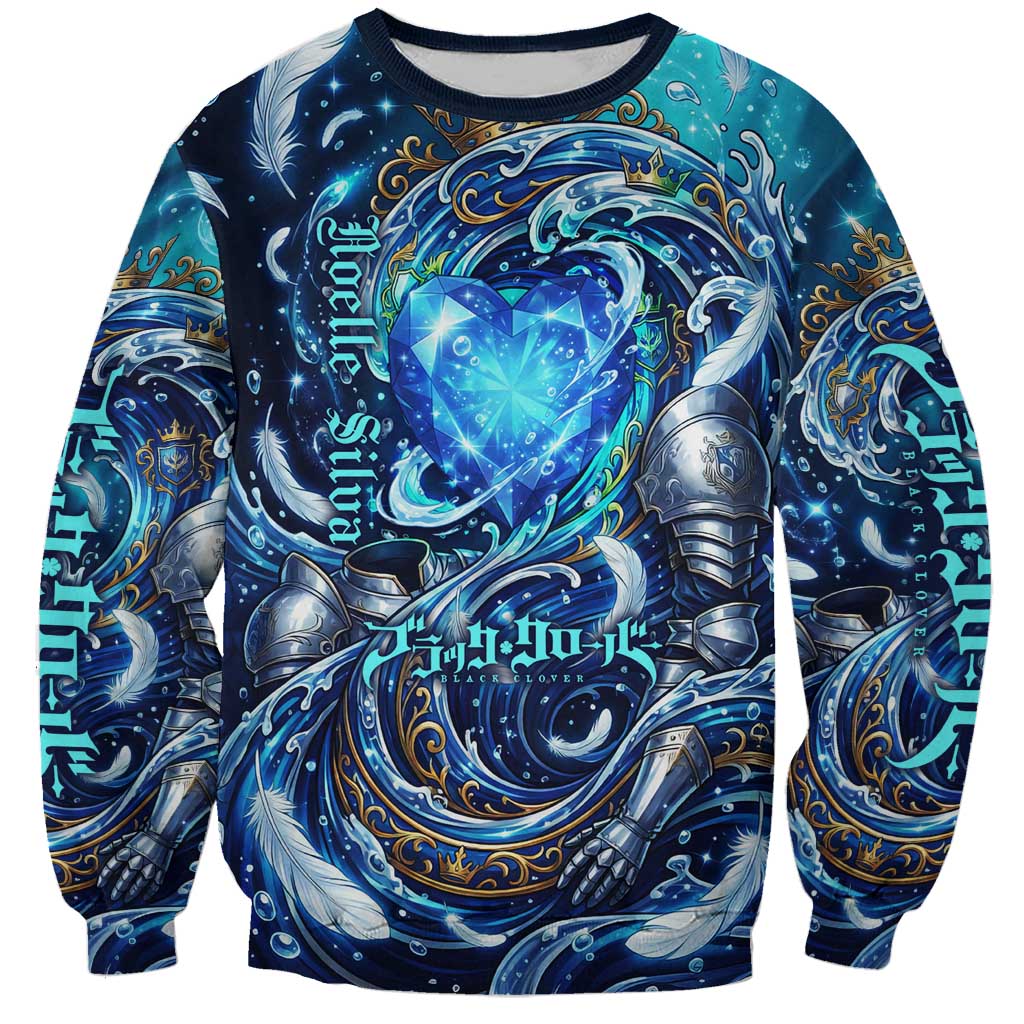 Noelle Silva Black Clover Sweatshirt Celestial Armor Anime Style with Oceanic Magic Swirls