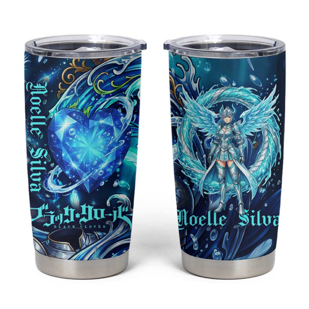 Noelle Silva Black Clover Tumbler Cup Celestial Armor Anime Style with Oceanic Magic Swirls