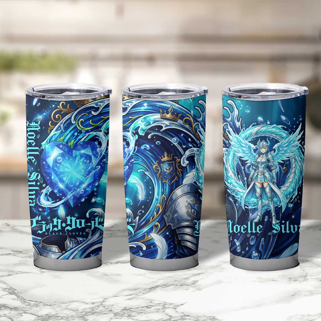 Noelle Silva Black Clover Tumbler Cup Celestial Armor Anime Style with Oceanic Magic Swirls