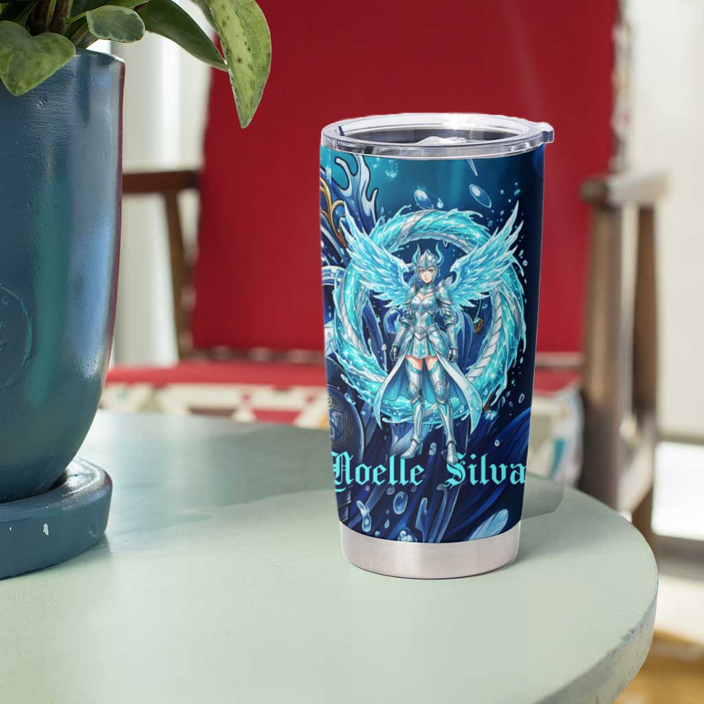 Noelle Silva Black Clover Tumbler Cup Celestial Armor Anime Style with Oceanic Magic Swirls
