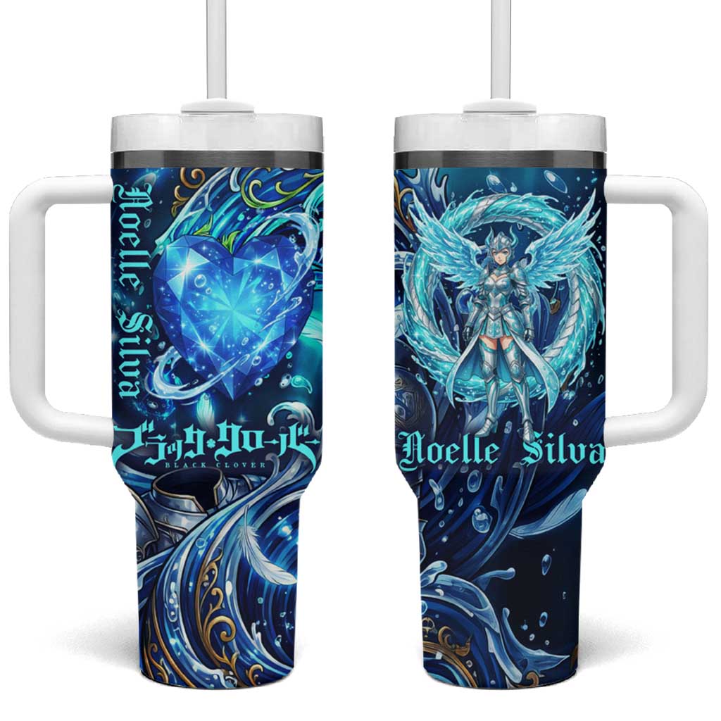 Noelle Silva Black Clover Tumbler With Handle Celestial Armor Anime Style with Oceanic Magic Swirls