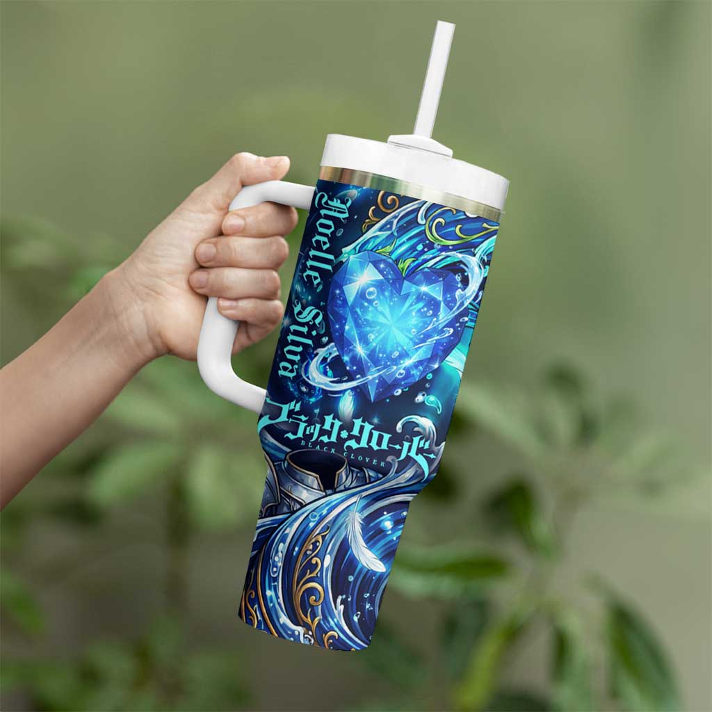 Noelle Silva Black Clover Tumbler With Handle Celestial Armor Anime Style with Oceanic Magic Swirls