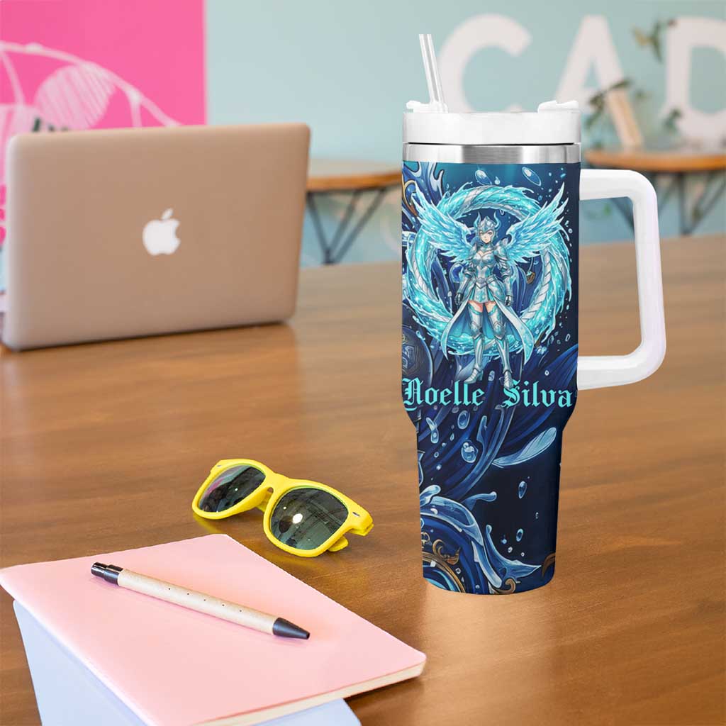 Noelle Silva Black Clover Tumbler With Handle Celestial Armor Anime Style with Oceanic Magic Swirls