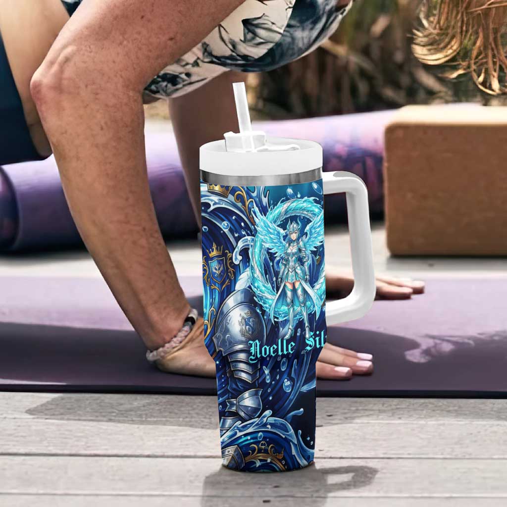 Noelle Silva Black Clover Tumbler With Handle Celestial Armor Anime Style with Oceanic Magic Swirls