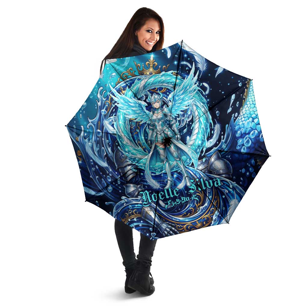Noelle Silva Black Clover Umbrella Celestial Armor Anime Style with Oceanic Magic Swirls