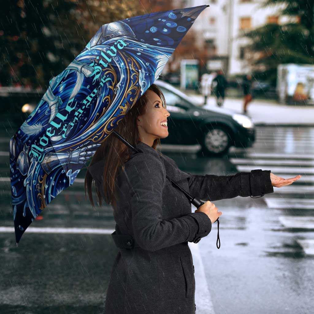 Noelle Silva Black Clover Umbrella Celestial Armor Anime Style with Oceanic Magic Swirls