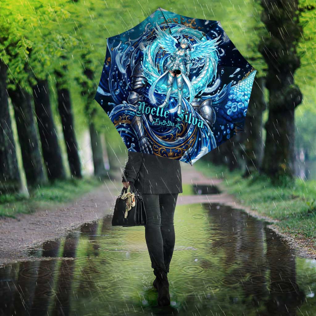 Noelle Silva Black Clover Umbrella Celestial Armor Anime Style with Oceanic Magic Swirls