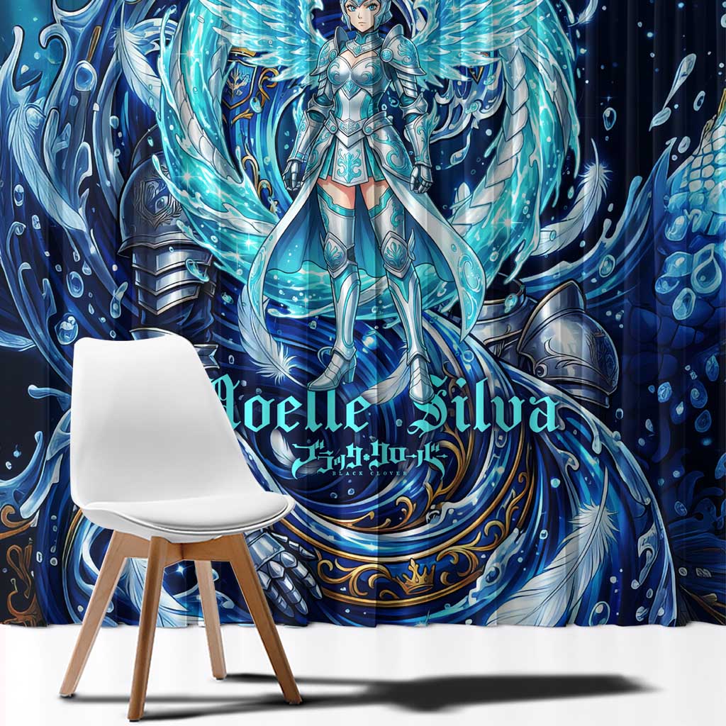 Noelle Silva Black Clover Window Curtain Celestial Armor Anime Style with Oceanic Magic Swirls