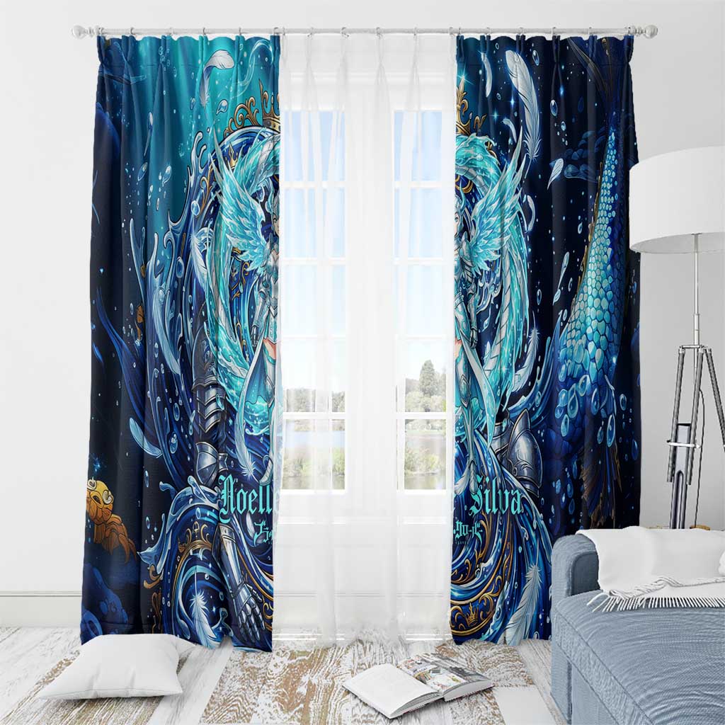 Noelle Silva Black Clover Window Curtain Celestial Armor Anime Style with Oceanic Magic Swirls