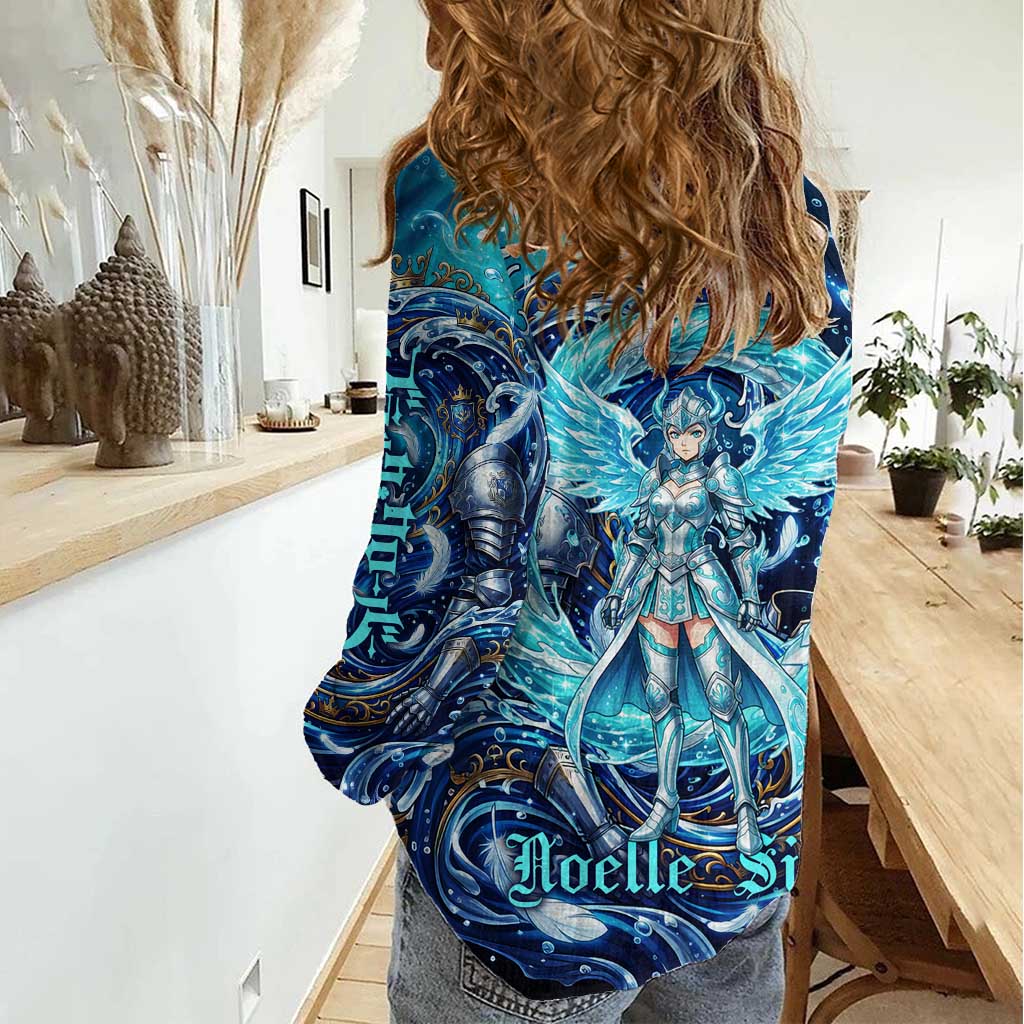 Noelle Silva Black Clover Women Casual Shirt Celestial Armor Anime Style with Oceanic Magic Swirls