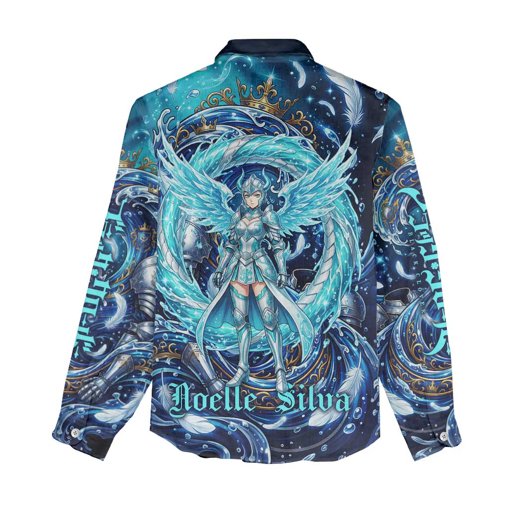Noelle Silva Black Clover Women Casual Shirt Celestial Armor Anime Style with Oceanic Magic Swirls