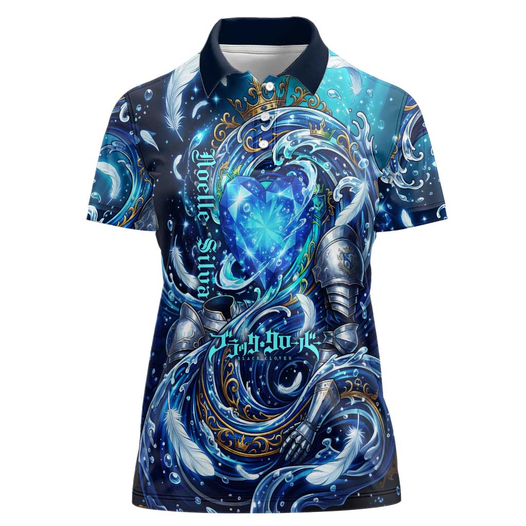 Noelle Silva Black Clover Women Polo Shirt Celestial Armor Anime Style with Oceanic Magic Swirls
