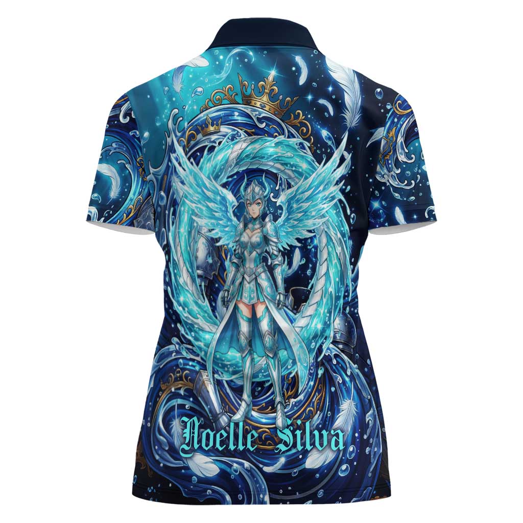 Noelle Silva Black Clover Women Polo Shirt Celestial Armor Anime Style with Oceanic Magic Swirls