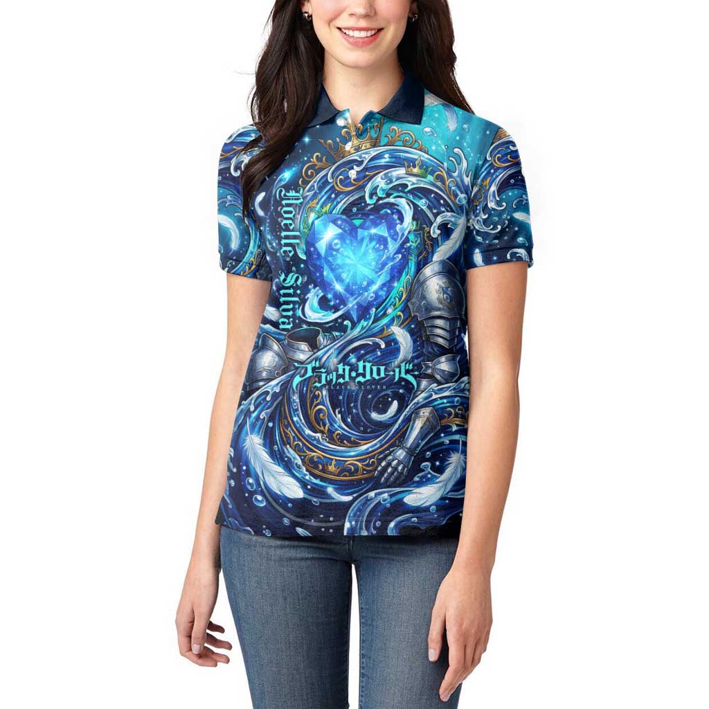 Noelle Silva Black Clover Women Polo Shirt Celestial Armor Anime Style with Oceanic Magic Swirls