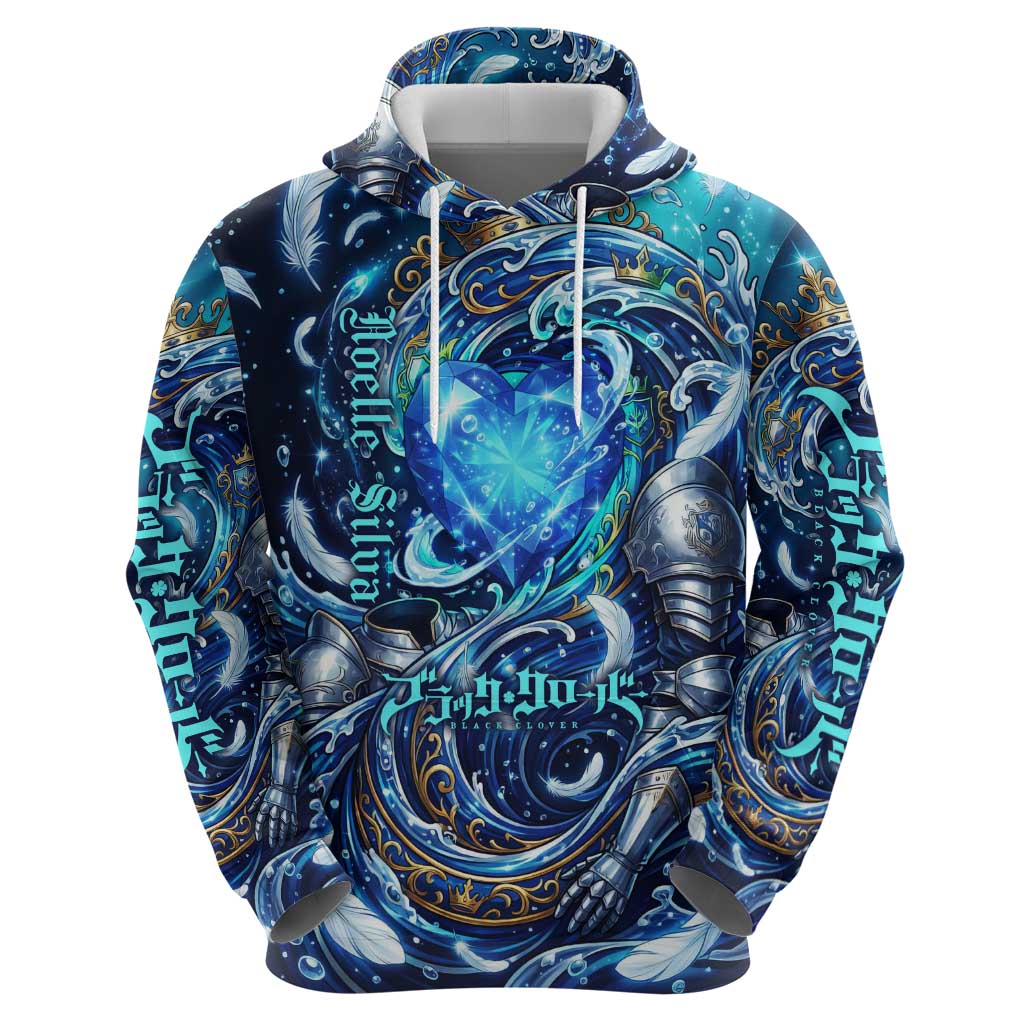 Noelle Silva Black Clover Zip Hoodie Celestial Armor Anime Style with Oceanic Magic Swirls