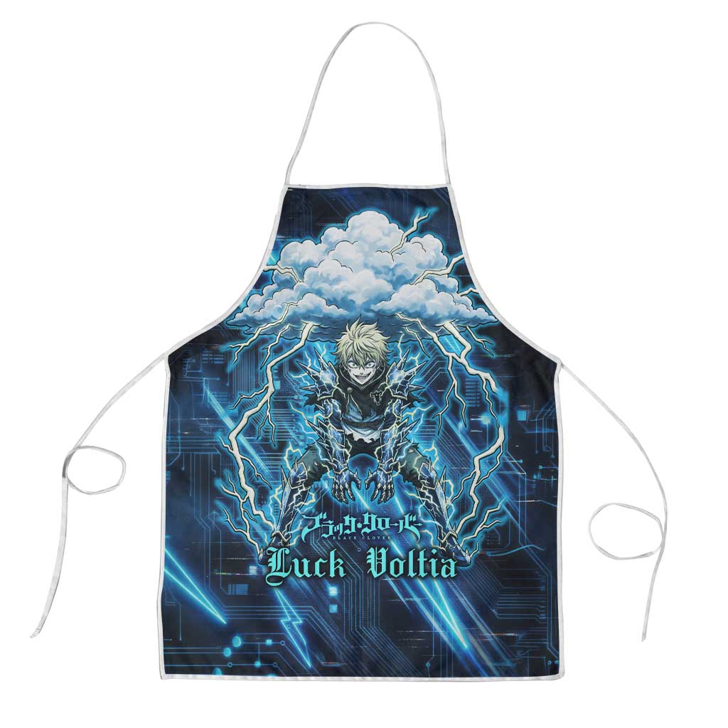 Luck Voltia Black Clover Apron Tech Lightning Anime Style with Electric Circuit Background