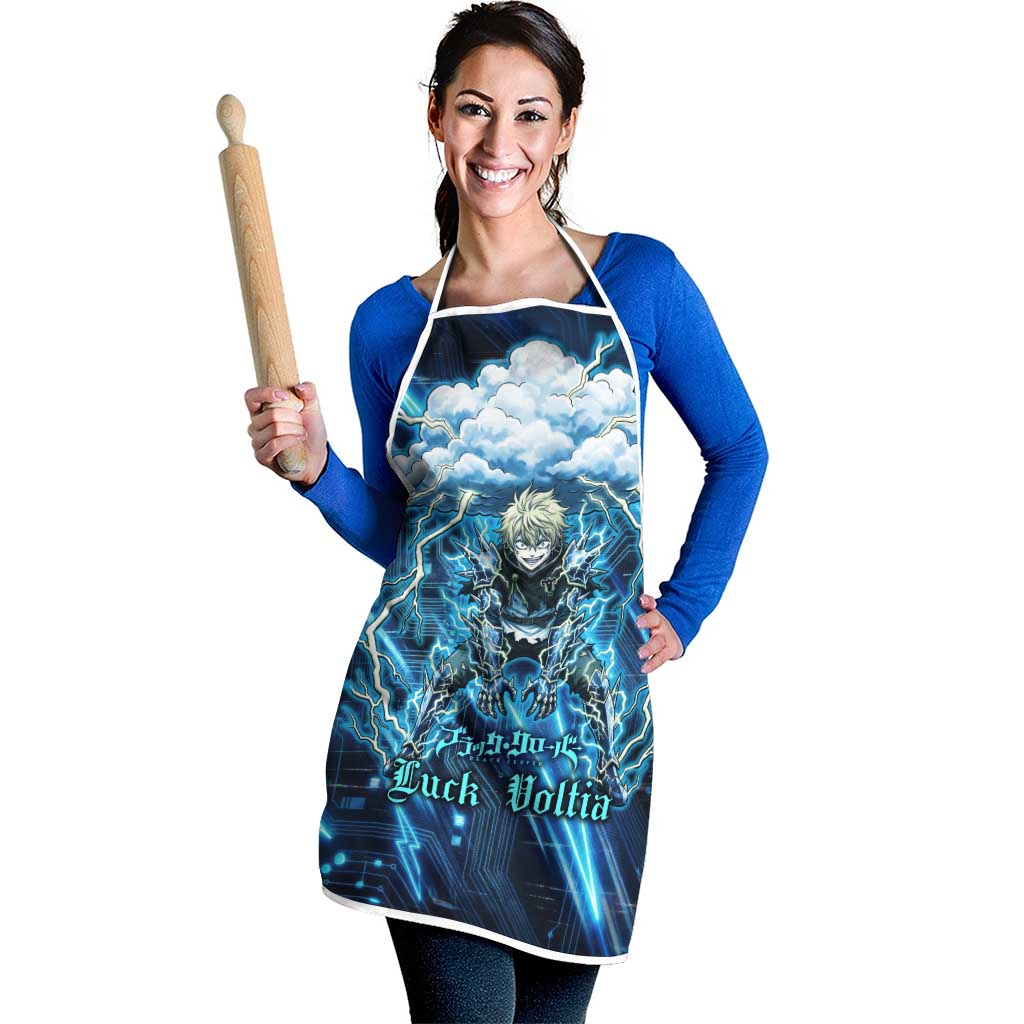 Luck Voltia Black Clover Apron Tech Lightning Anime Style with Electric Circuit Background