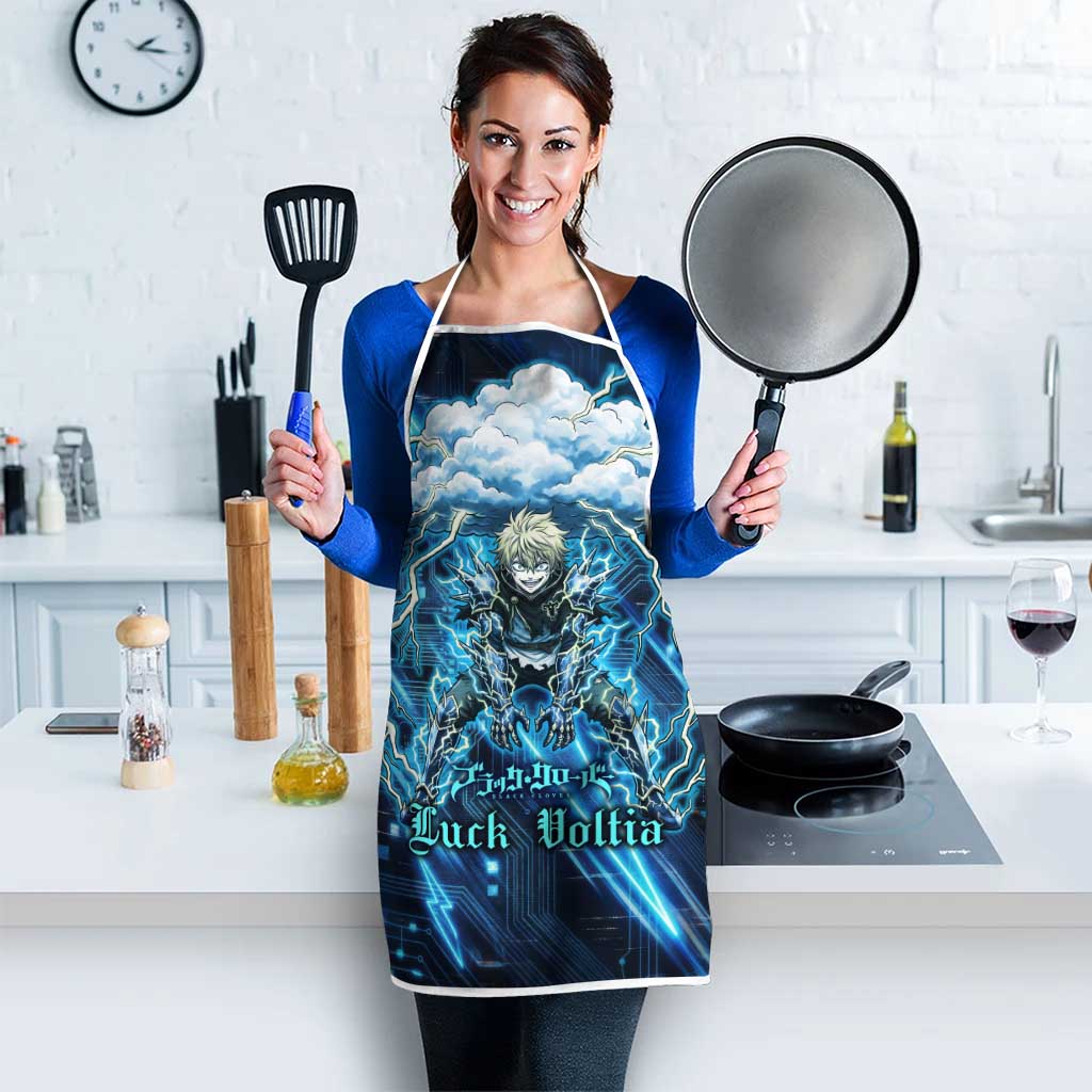 Luck Voltia Black Clover Apron Tech Lightning Anime Style with Electric Circuit Background